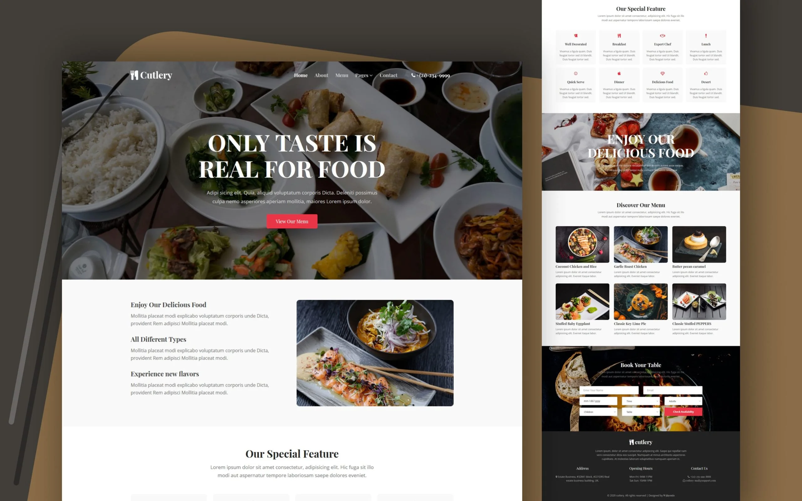 Cutlery restaurant website and brand presentation