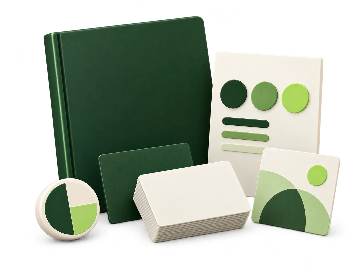 Brand identity book, color palette and business cards illustration